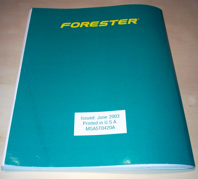 Genuine Subaru Forester Service Manual - General Information Section 1